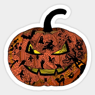 Halloween Pumpkin Doodle Line Art Sticker